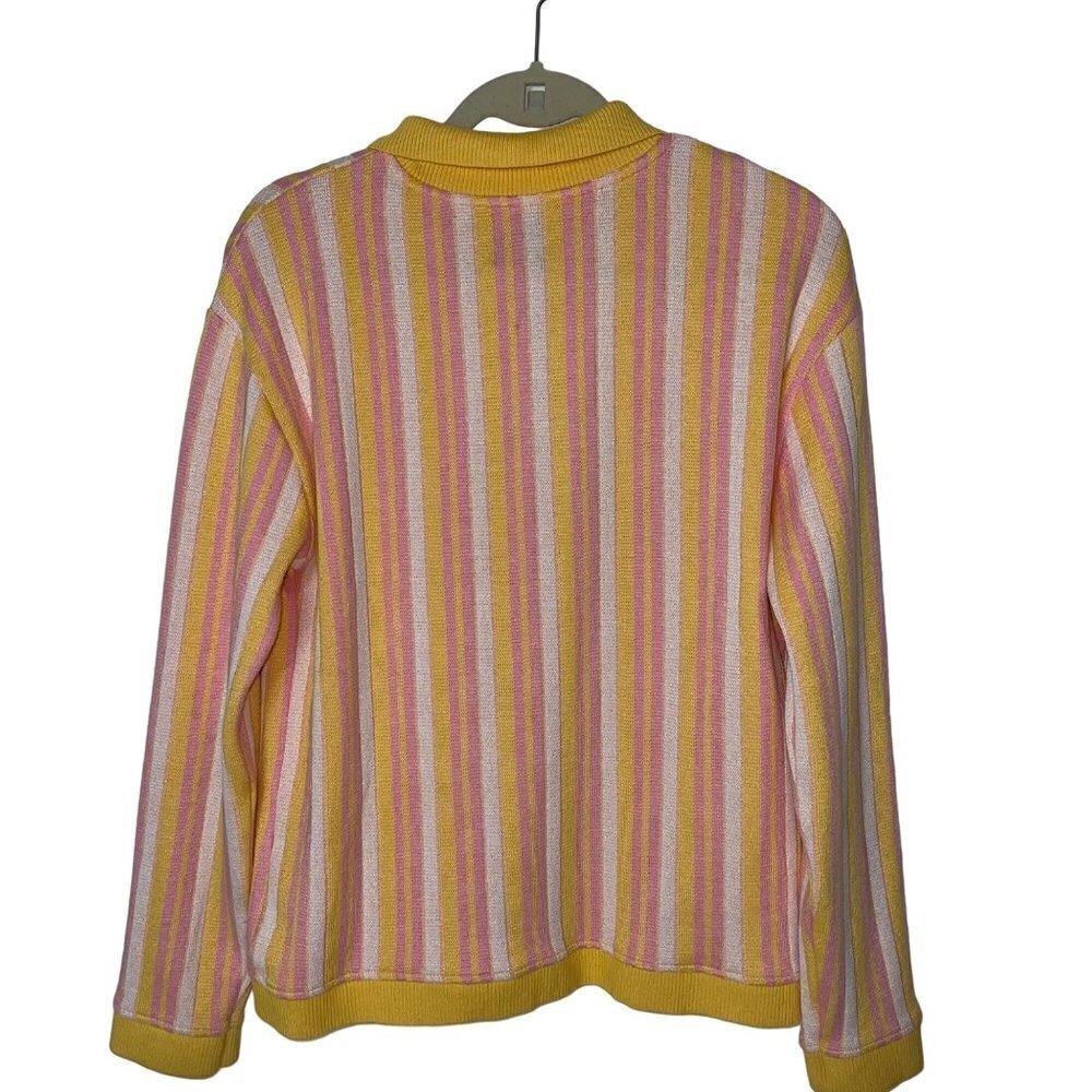 Zara Womens Cardigan Size Small Button Front Long Sleeve Yellow Pink Striped - Picture 8 of 8